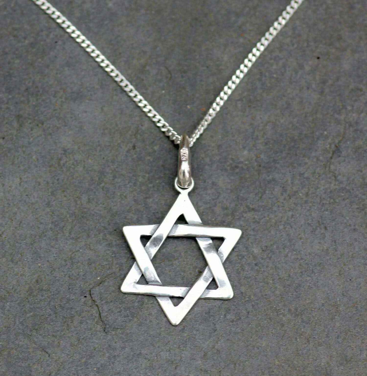 Hexagramm Davidstern mit schöner 1,6 mm Panzerkette Anhänger 925 Silbe