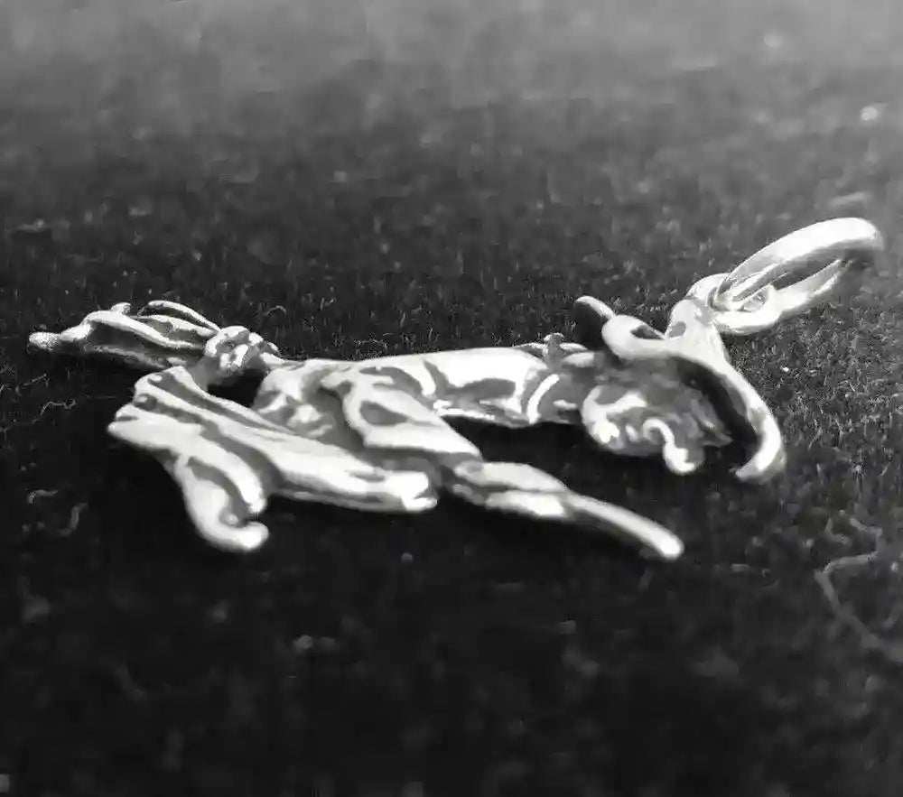 Hexe Schmuck Anhänger 925 Silber Besen fliegende -  29x25mm