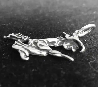 Hexe Schmuck Anhänger 925 Silber Besen fliegende -  29x25mm