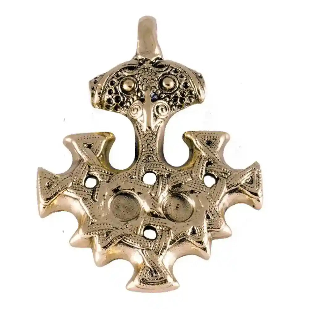 Hiddensee Kreuz Anhänger Schmuck groß Bronze Mjölnir Thors Hammer - Thorhammer - 38x29mm