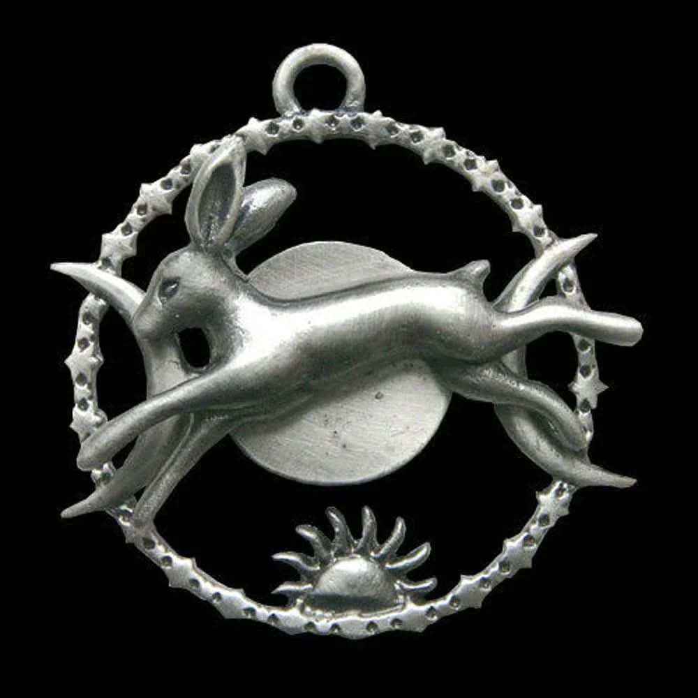 Himmelshase Anhänger Schmuck Elfen Feen  Greenwood mythisch 36x36mm + Halsband