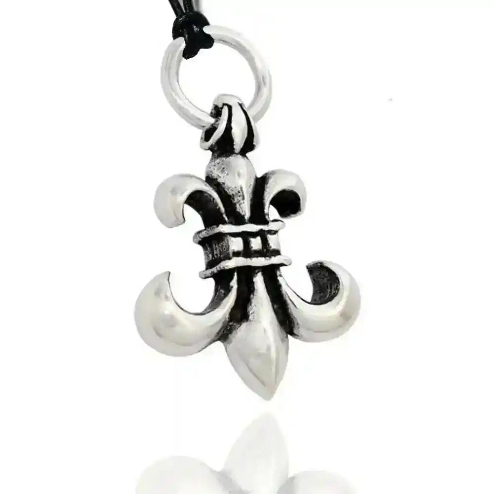 HOPLO Lilie XL Schmuck Anhänger 925er Silber mit schwarzem Lederband