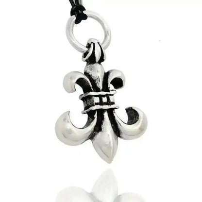 HOPLO Lilie XL Schmuck Anhänger 925er Silber mit schwarzem Lederband