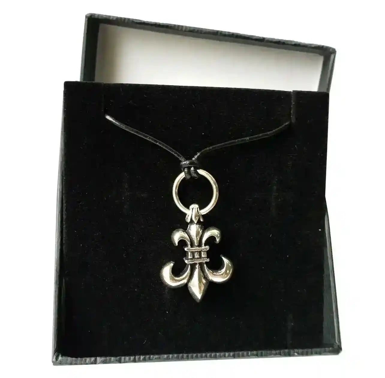 HOPLO Lilie XL Schmuck Anhänger 925er Silber mit schwarzem Lederband