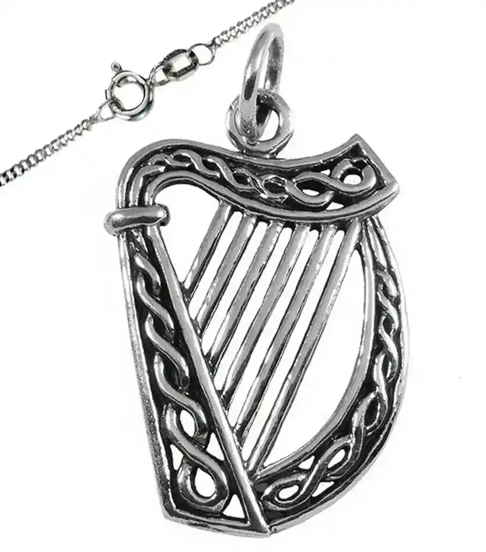 Irische Harfe Schmuck Anhänger 925 Silber Klein Celtic Viking Kelten