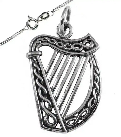 Irische Harfe Schmuck Anhänger 925 Silber Klein Celtic Viking Kelten