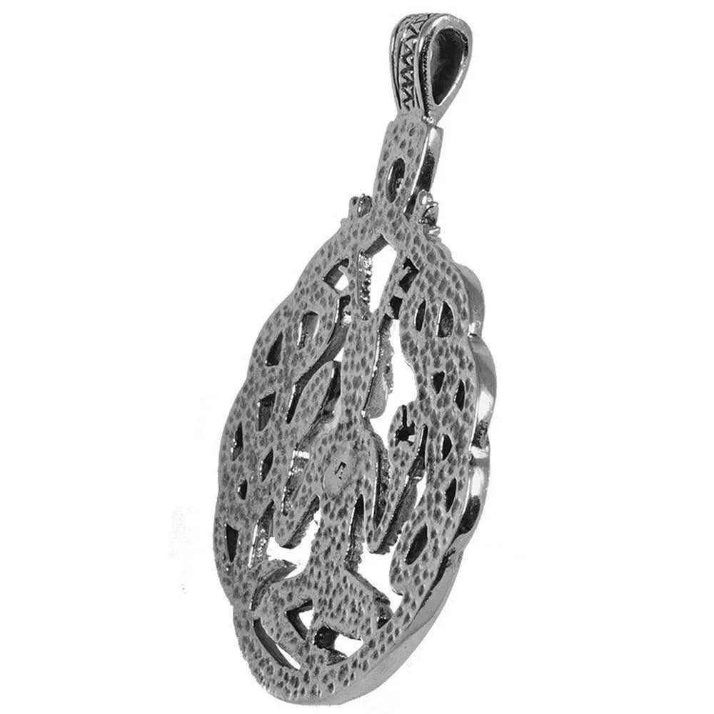 Keltischer Gott Cernunnos Schmuck Anhänger 925er Silber - Keltische Knoten - 50x37mm