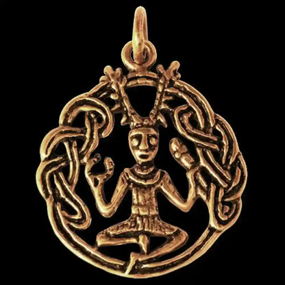 Keltischer Schmuck Anhänger Cernunnos Bronze Schmuck - Keltische Knoten , Pferd - 35x27mm