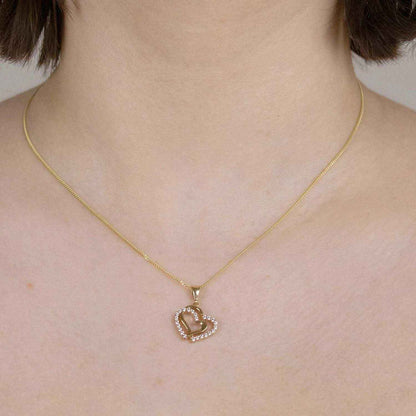 Kettenanhänger Gold Anhänger Herz Zirkonia massiv 333 - 8 Karat Gold
