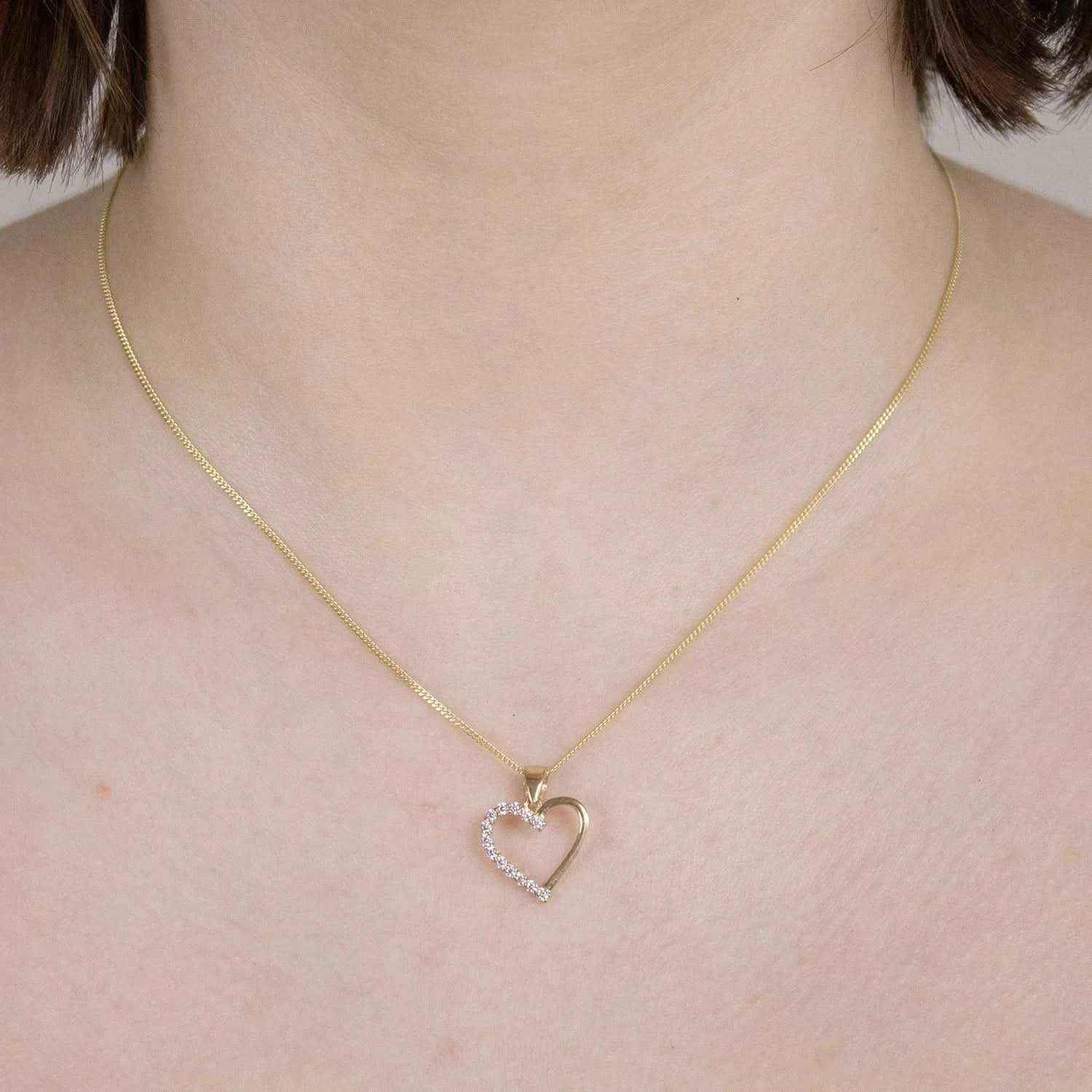 Kettenanhänger Gold Anhänger Herz Zirkonia massiv 333 - 8 Karat Gold - Firma Holzenplotz - Silberketten-Goldketten.de 