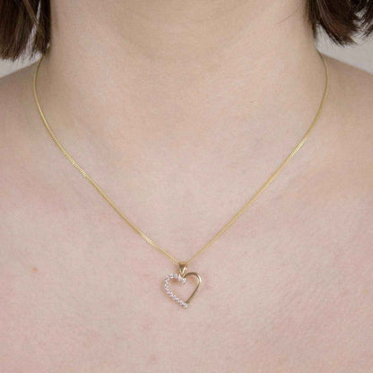Kettenanhänger Gold Anhänger Herz Zirkonia massiv 333 - 8 Karat Gold - Firma Holzenplotz - Silberketten-Goldketten.de 