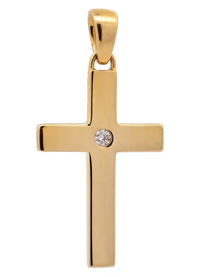 Kettenanhänger Gold Anhänger Kreuz Brillantmassiv 585 - 14 Karat Gold