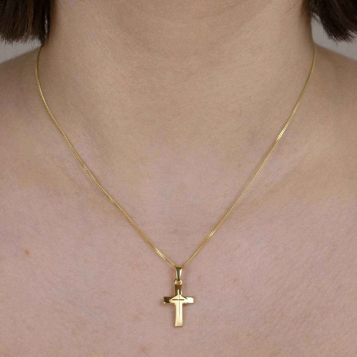 Kettenanhänger Gold Anhänger Kreuz massiv 333 - 8 Karat Gold - Firma Holzenplotz - Silberketten-Goldketten.de 