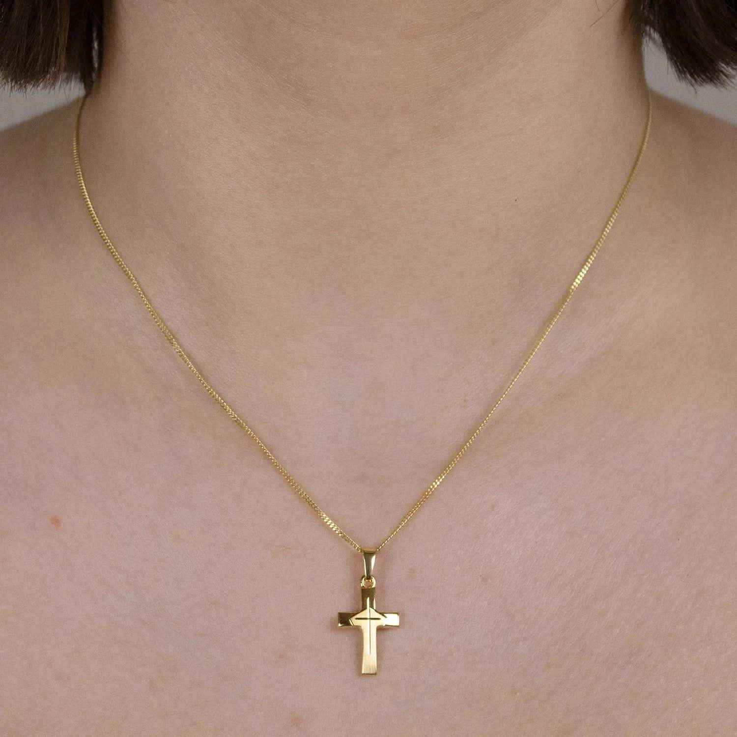 Kettenanhänger Gold Anhänger Kreuz massiv 333 - 8 Karat Gold - Firma Holzenplotz - Silberketten-Goldketten.de 