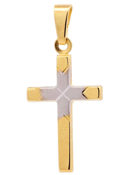 Kettenanhänger Gold Anhänger Kreuz massiv 333 - 8 Karat Gold rhodiniert - Firma Holzenplotz - Silberketten - Goldketten.de