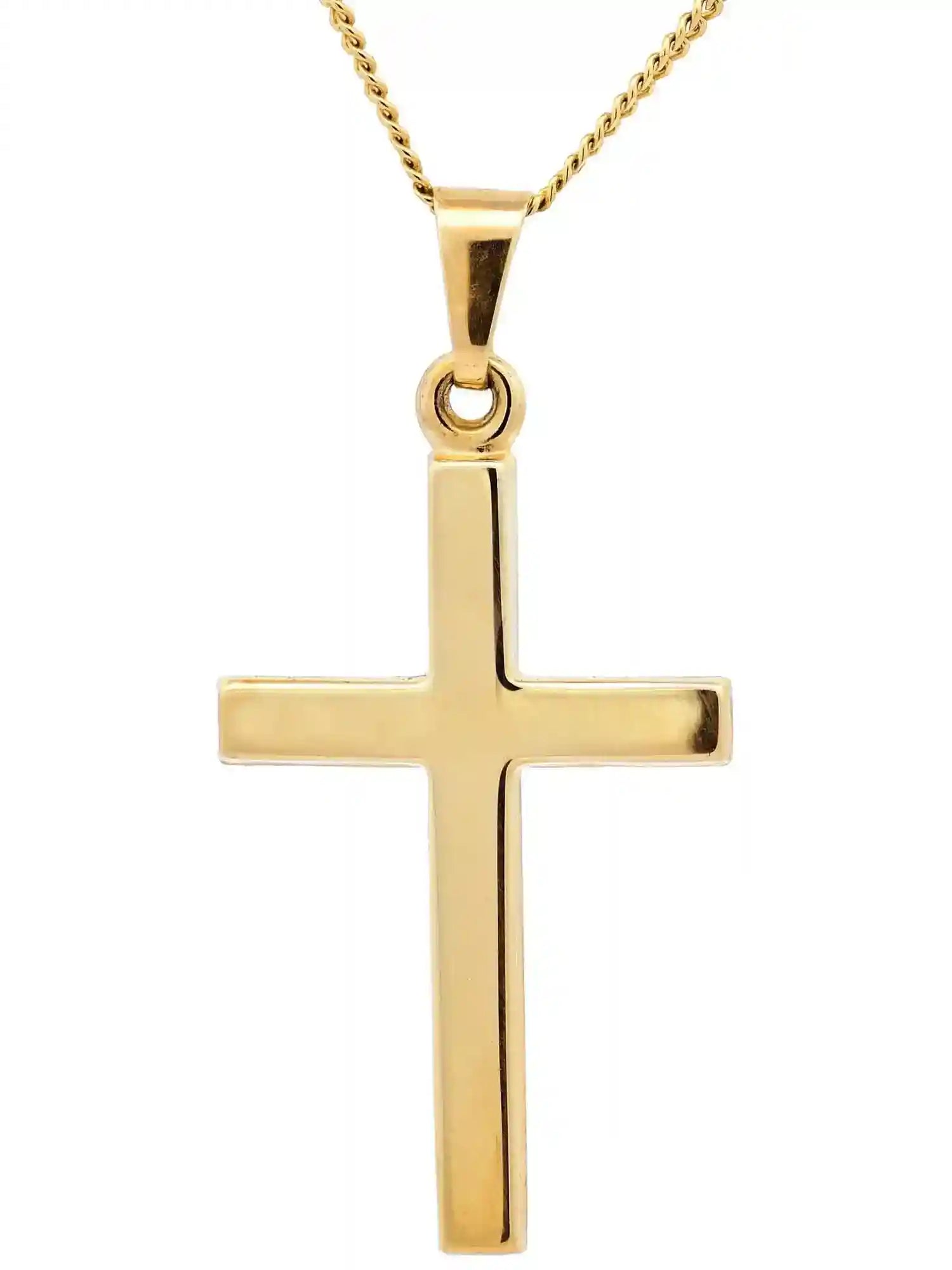 Kettenanhänger Gold Anhänger Kreuz massiv 585 - 14 Karat Gold - Firma Holzenplotz - Silberketten-Goldketten.de 