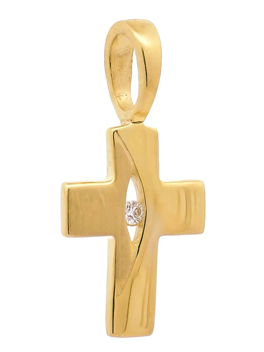 Kettenanhänger Gold Anhänger Kreuz Zirkonia massiv 333 - 8 Karat Gold - Firma Holzenplotz - Silberketten - Goldketten.de