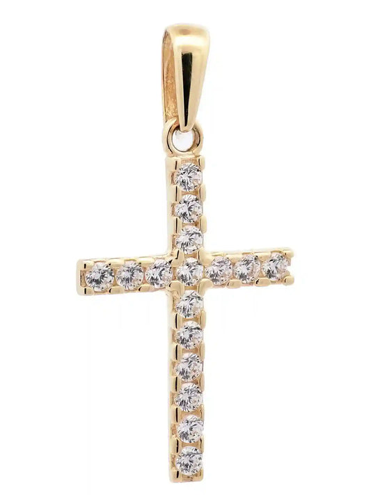 Kettenanhänger Gold Anhänger Kreuz Zirkonia massiv 333 - 8 Karat Gold - Firma Holzenplotz - Silberketten-Goldketten.de 