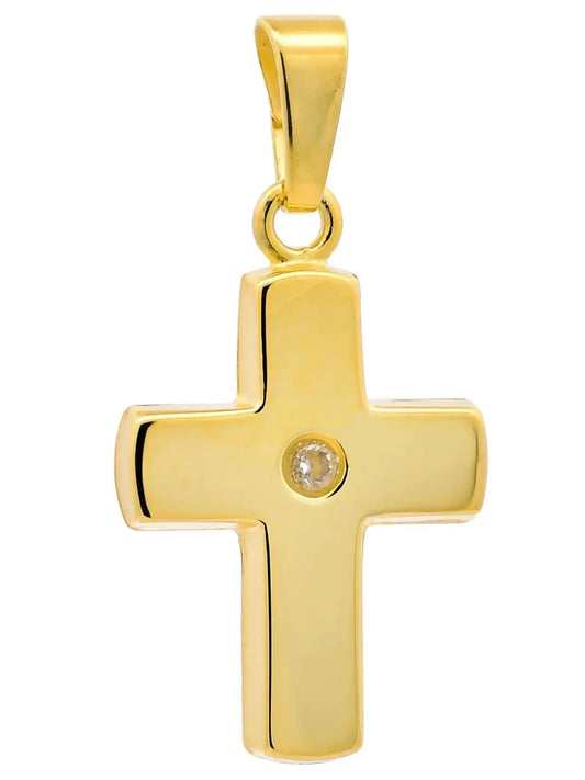 Kettenanhänger Gold Anhänger Kreuz Zirkonia massiv 333 - 8 Karat Gold - Firma Holzenplotz - Silberketten - Goldketten.de