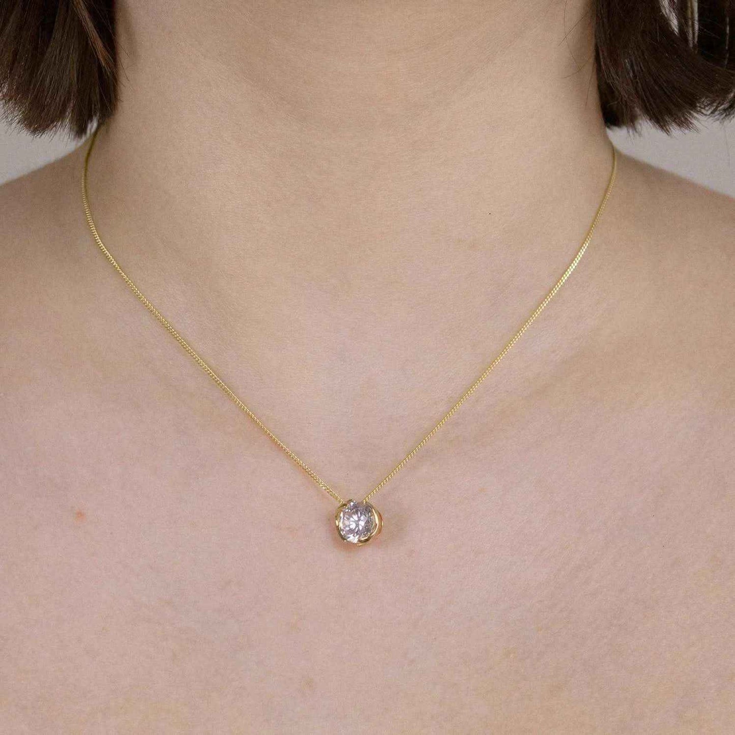 Kettenanhänger Gold Anhänger Zirkonia massiv 375 - 9 Karat Gold