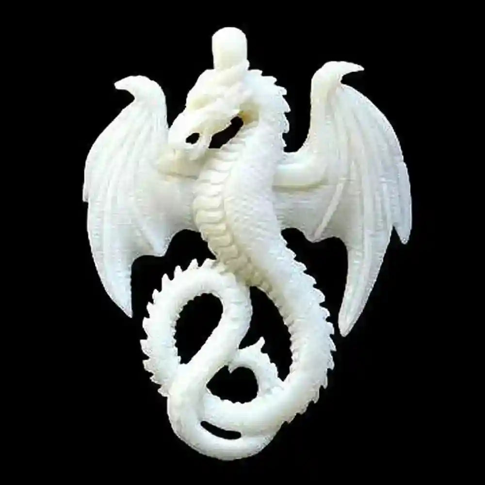 Knochen Drachen Anhänger Schmuck -  Handarbeit - 49x38mm