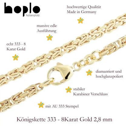 Königskette Halskette Breite 2,8 mm - 333 - 8 Karat Gold Auswahl