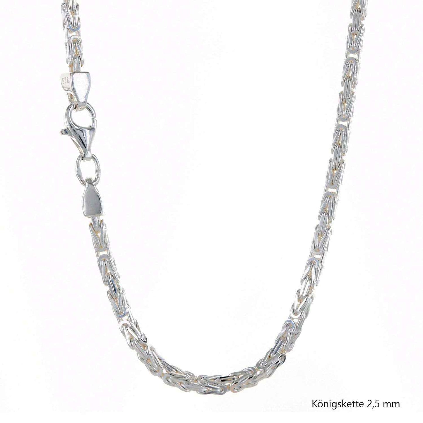 Königskette Halskette oder Armband Breite 2,5 mm - massiv 925 Sterlingsilber Auswahl - Firma Holzenplotz - Silberketten-Goldketten.de 