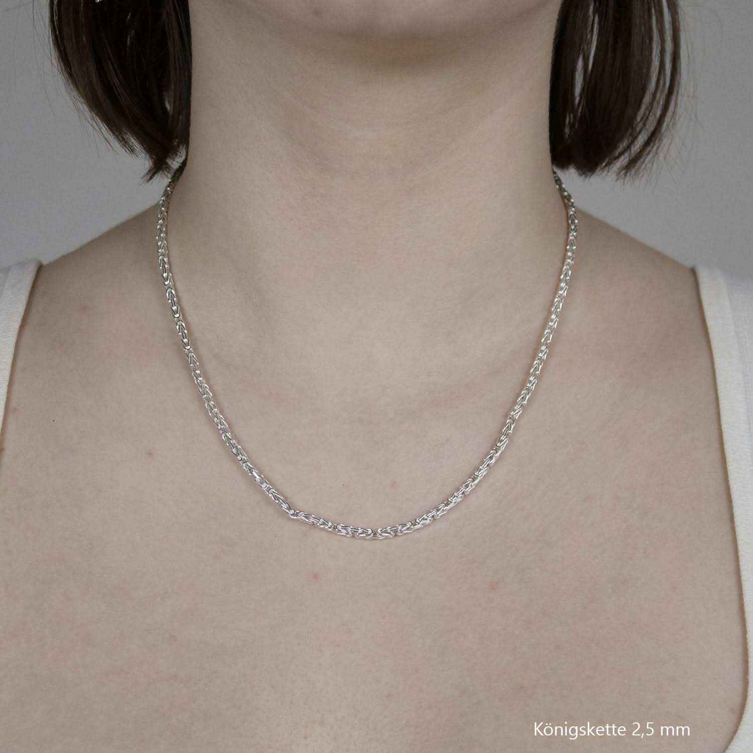 Königskette Halskette oder Armband Breite 2,5 mm - massiv 925 Sterlingsilber Auswahl - Firma Holzenplotz - Silberketten-Goldketten.de 