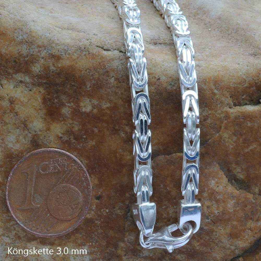Königskette Halskette oder Armband Breite 3,0 mm - massiv 925 Sterlingsilber Auswahl - Firma Holzenplotz - Silberketten-Goldketten.de 