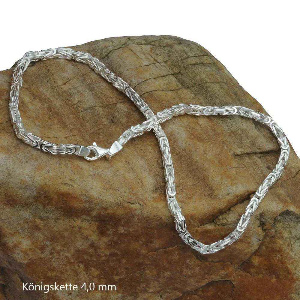 Königskette Halskette oder Armband Breite 4,0 mm - massiv 925 Sterlingsilber Auswahl - Firma Holzenplotz - Silberketten-Goldketten.de 