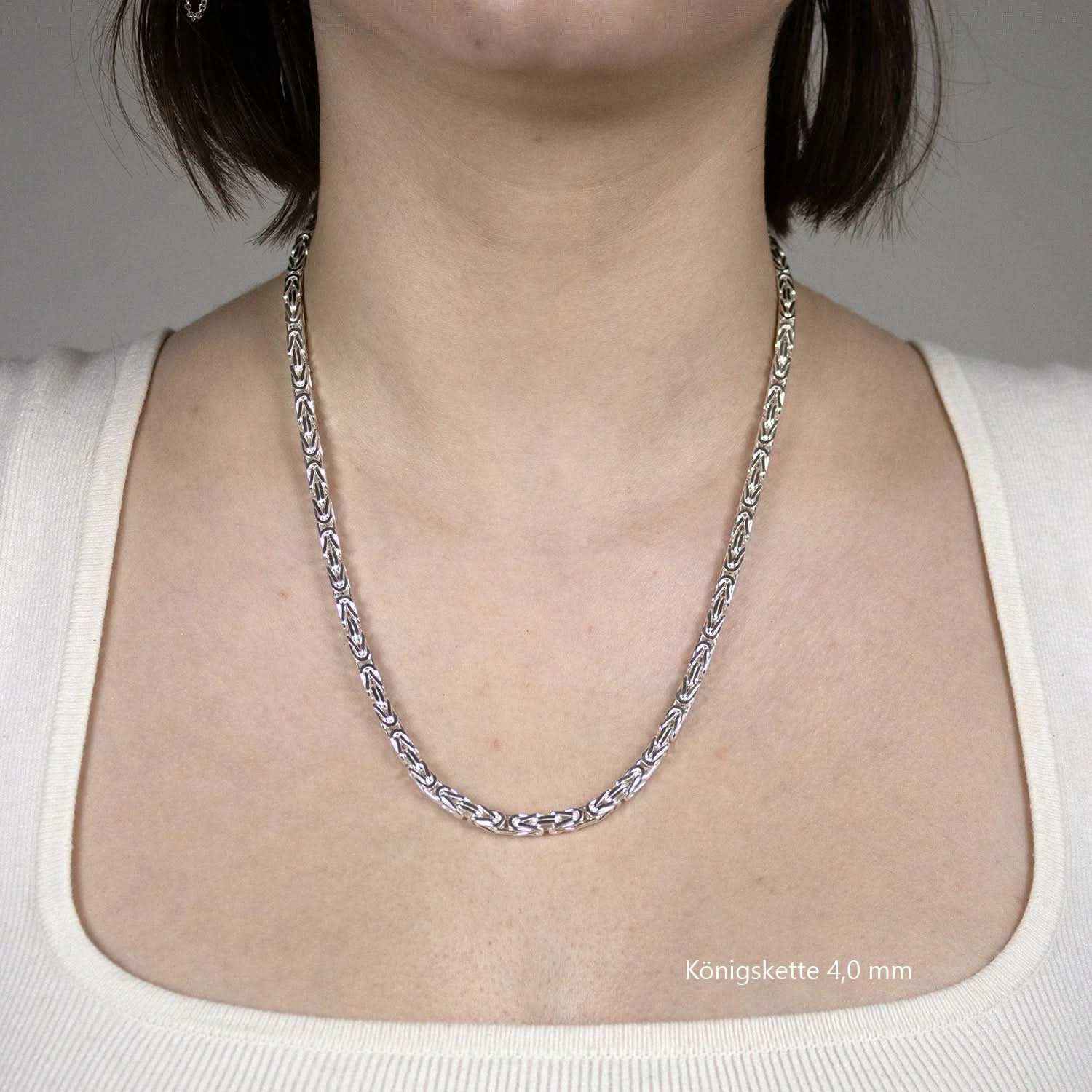 Königskette Halskette oder Armband Breite 4,0 mm - massiv 925 Sterlingsilber Auswahl - Firma Holzenplotz - Silberketten-Goldketten.de 