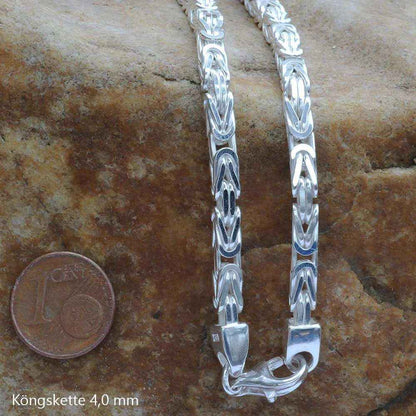 Königskette Halskette oder Armband Breite 4,0 mm - massiv 925 Sterlingsilber Auswahl - Firma Holzenplotz - Silberketten-Goldketten.de 