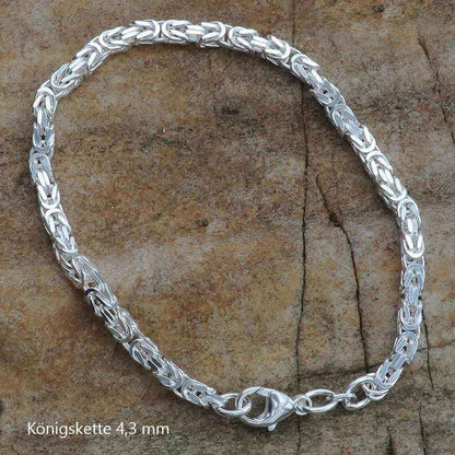 Königskette Halskette oder Armband Breite 4,3 mm - massiv 925 Sterlingsilber Auswahl - Firma Holzenplotz - Silberketten-Goldketten.de 
