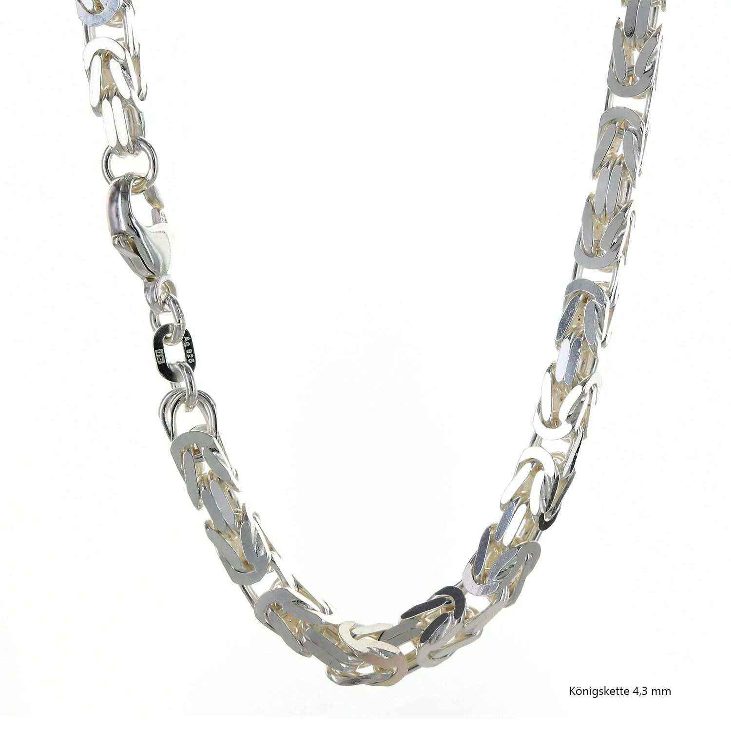 Königskette Halskette oder Armband Breite 4,3 mm - massiv 925 Sterlingsilber Auswahl - Firma Holzenplotz - Silberketten-Goldketten.de 