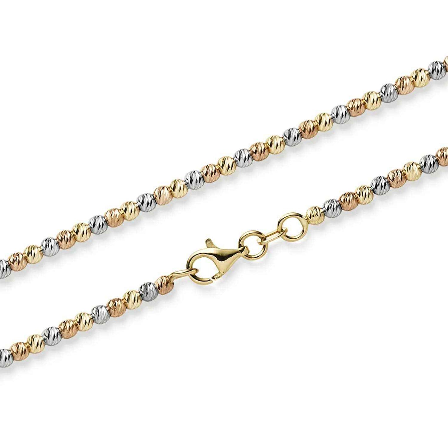 Kugelkette diamantiert 2,2 mm 585-14 Karat Gelbgold Rotgold Weißgold - Firma Holzenplotz - Silberketten-Goldketten.de 