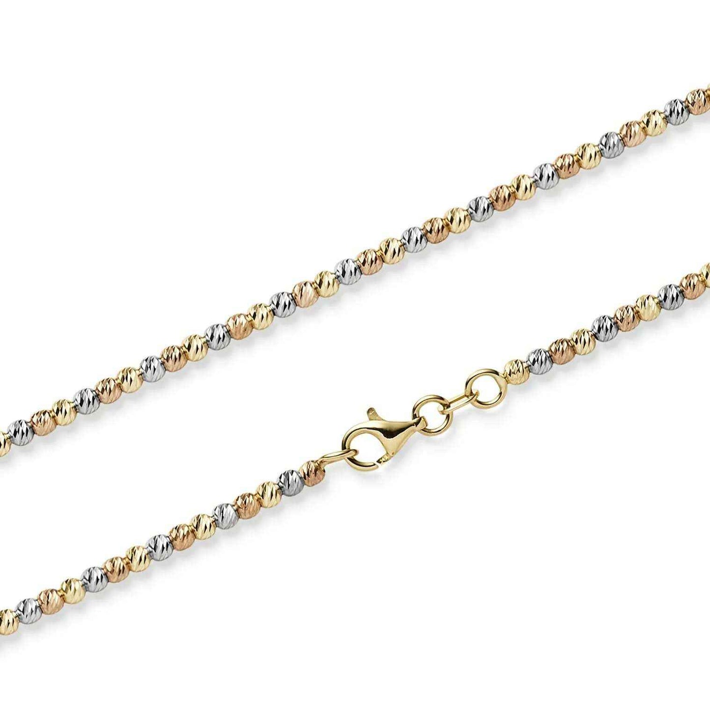 Kugelkette diamantiert 2,2 mm 585-14 Karat Gelbgold Rotgold Weißgold - Firma Holzenplotz - Silberketten-Goldketten.de 
