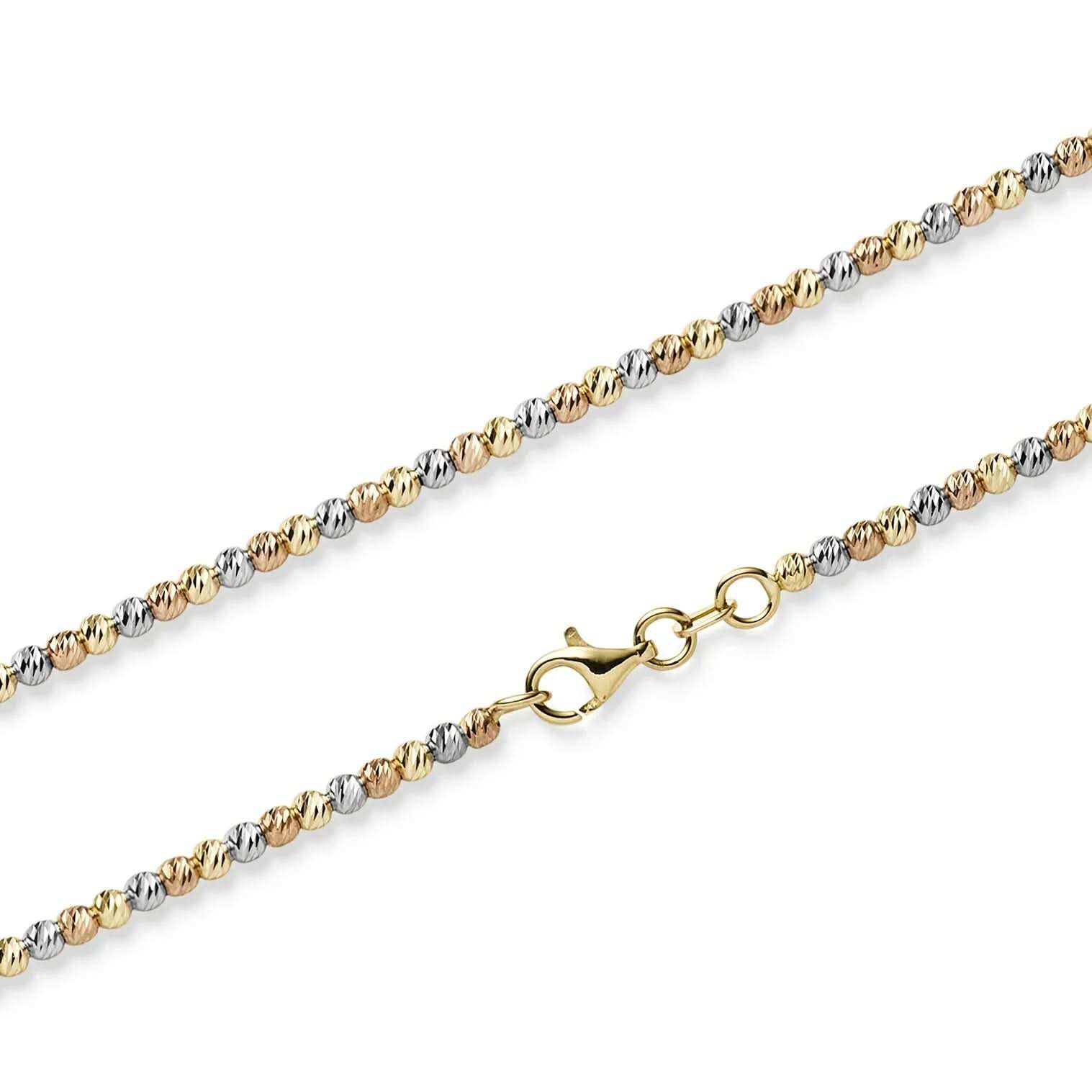 Kugelkette diamantiert 2,2 mm 585 - 14 Karat Gelbgold Rotgold Weißgold - Firma Holzenplotz - Silberketten - Goldketten.de