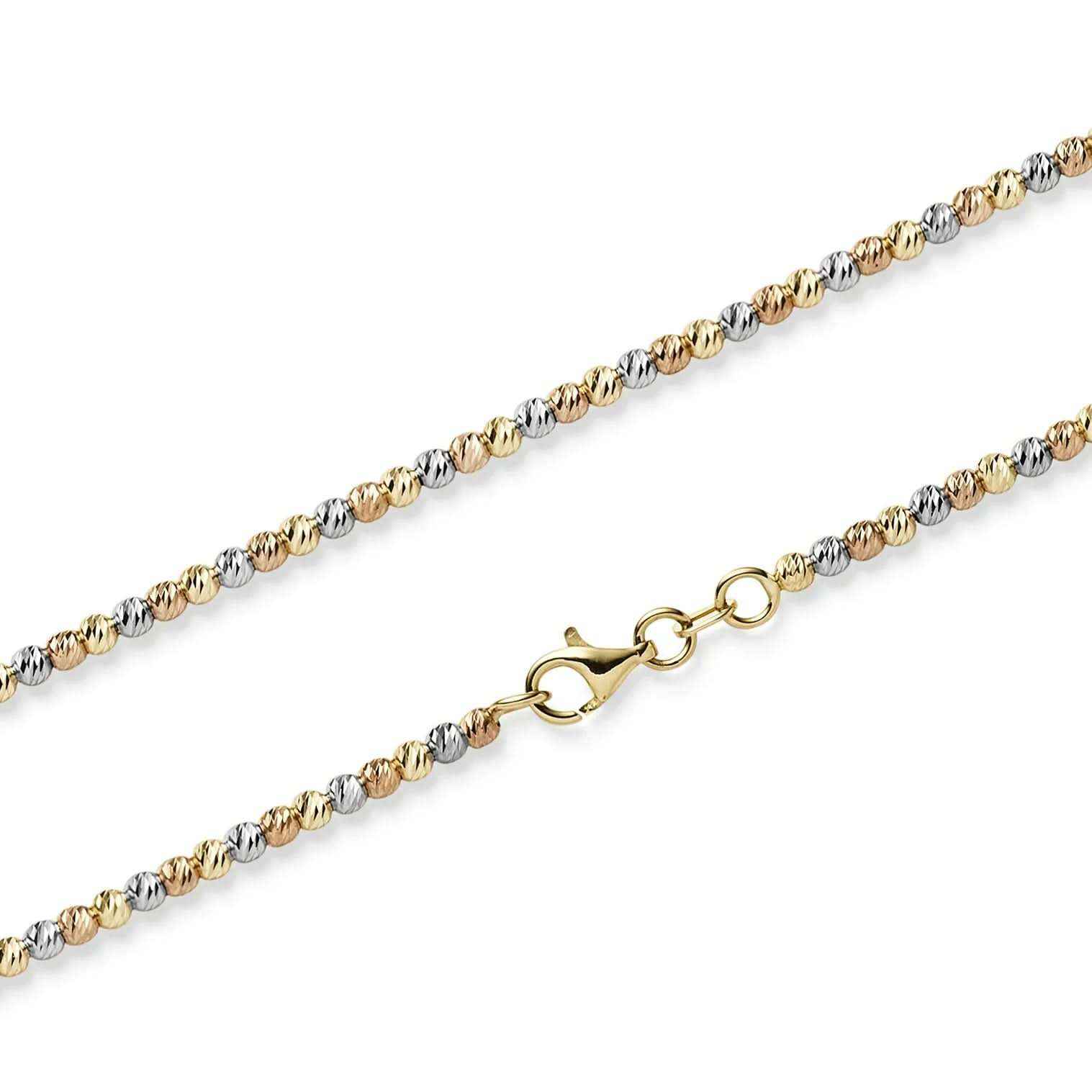 Kugelkette diamantiert 2,2 mm 585-14 Karat Gelbgold Rotgold Weißgold - Firma Holzenplotz - Silberketten-Goldketten.de 