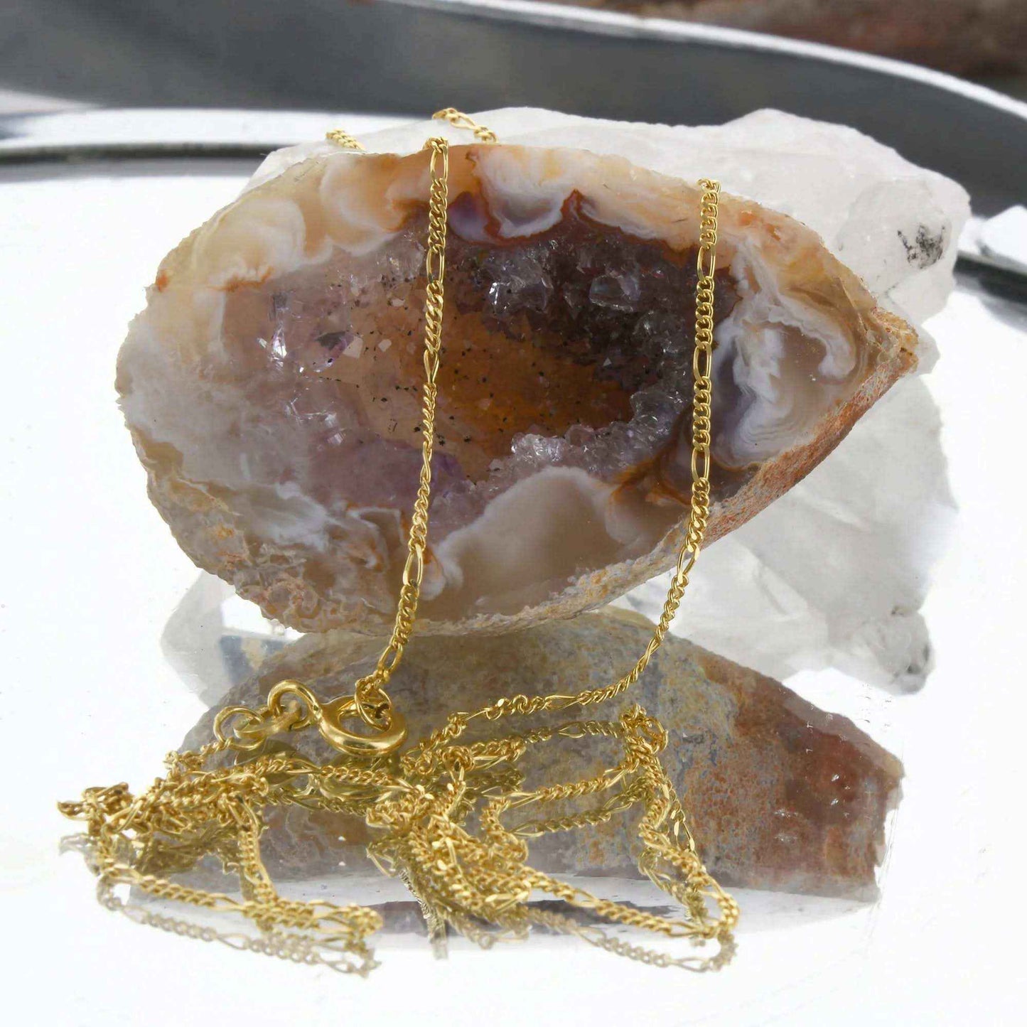Massive Goldkette Figarokette diamantiert Halskette 585- 14 Karat Gold