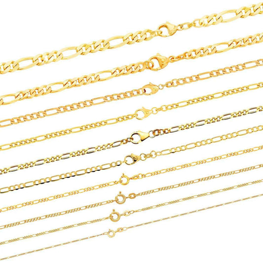 Massive Goldkette Figarokette diamantiert Halskette 585- 14 Karat Gold - Firma Holzenplotz - Silberketten-Goldketten.de 
