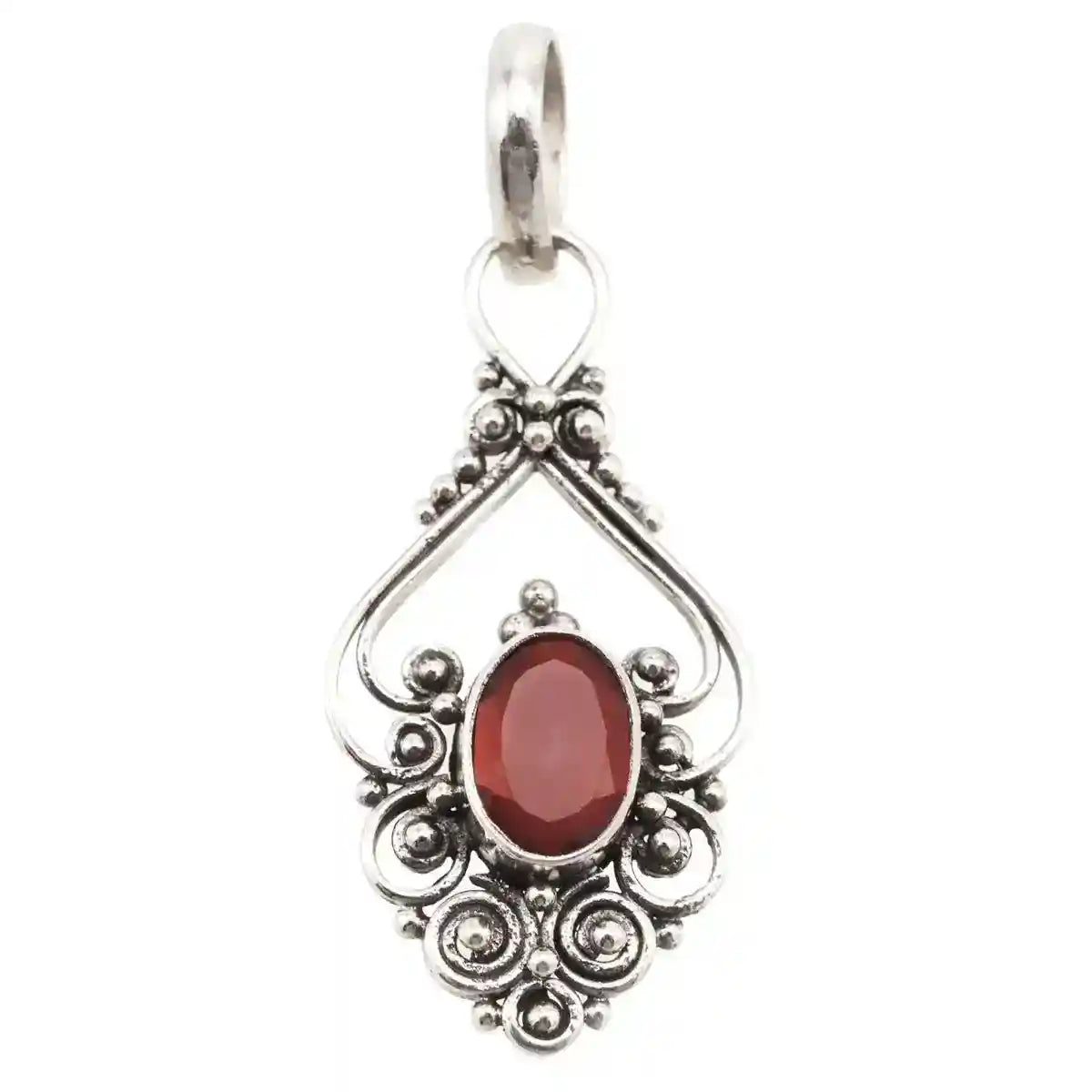 mit echtem Granatstein Schmuck Anhänger 925er Silber - 30x13mm
