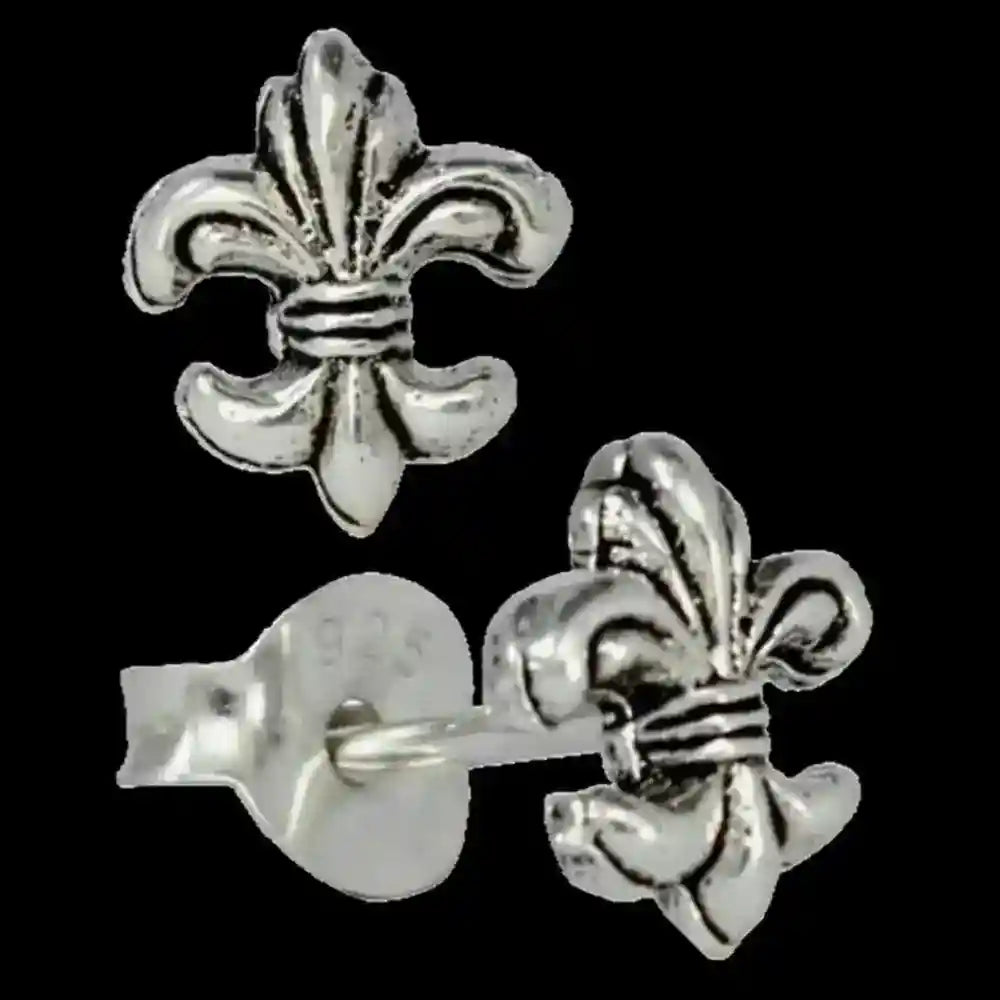 Mittelalter Ohrstecker Fleur de Lys Schwertlilie 925er Silber Schmuck - Firma Holzenplotz - Silberketten-Goldketten.de 