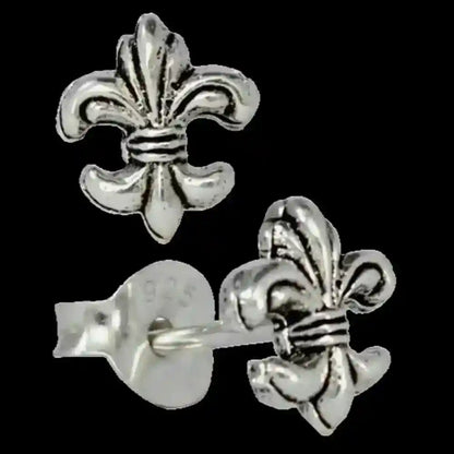 Mittelalter Ohrstecker Fleur de Lys Schwertlilie 925er Silber Schmuck - Firma Holzenplotz - Silberketten-Goldketten.de 