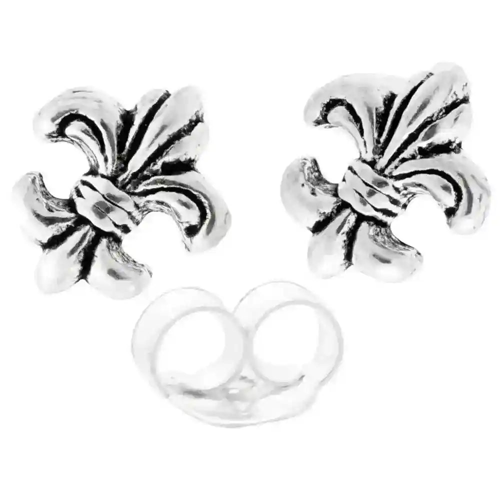 Mittelalter Ohrstecker Fleur de Lys Schwertlilie 925er Silber Schmuck - Firma Holzenplotz - Silberketten-Goldketten.de 