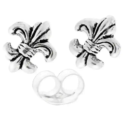 Mittelalter Ohrstecker Fleur de Lys Schwertlilie 925er Silber Schmuck - Firma Holzenplotz - Silberketten-Goldketten.de 