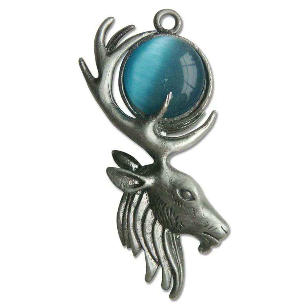 Mondhirsch Anhänger Schmuck 50x25mm - Mond - Greenwood mythisch + Halsband 