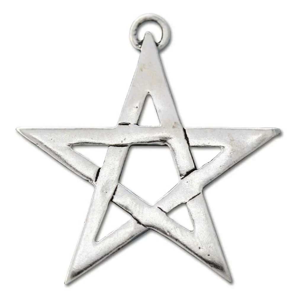 Offenes Pentagramm Schmuck Anhänger versilbert mit Kette Satinbeutel 2 - Firma Holzenplotz - Silberketten - Goldketten.de