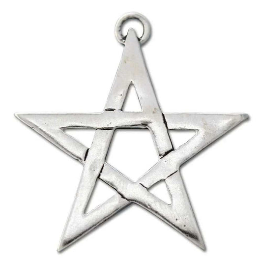 Offenes Pentagramm Schmuck Anhänger versilbert mit Kette Satinbeutel 2 - Firma Holzenplotz - Silberketten - Goldketten.de