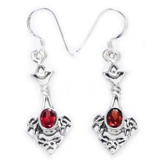 Ohrhänger, Ohrringe Celtic Roter Granat Kristallstein 925er Silber - Firma Holzenplotz - Silberketten-Goldketten.de 