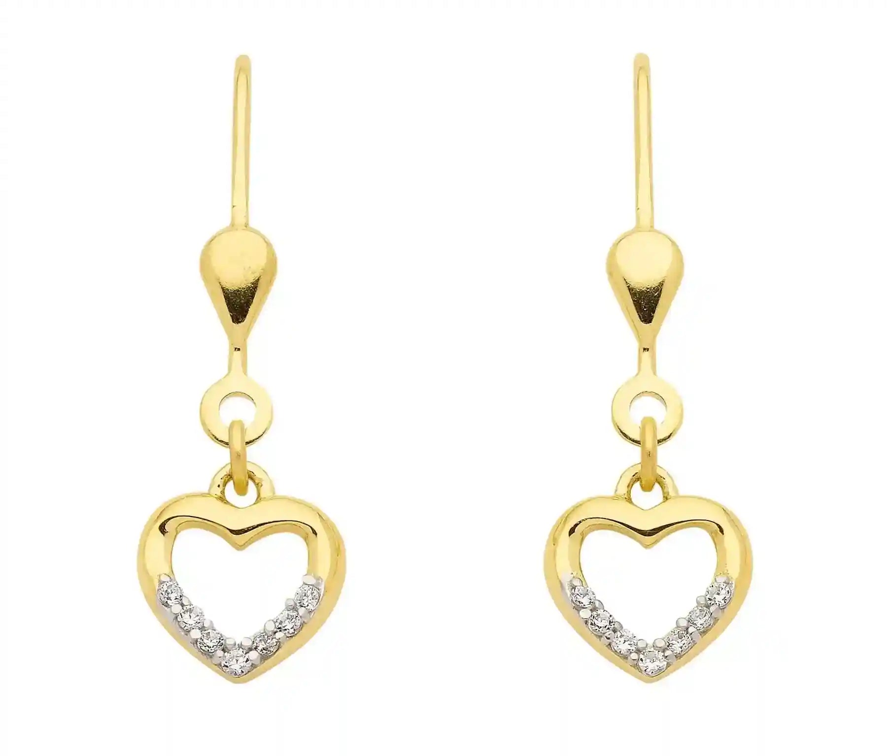 Ohrhänger, Ohrringe Herz Zirkonia 333 Gold